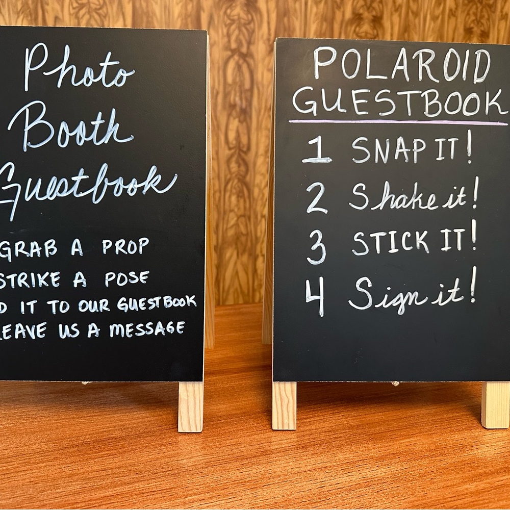Two Black Chalkboard Guestbook Signs